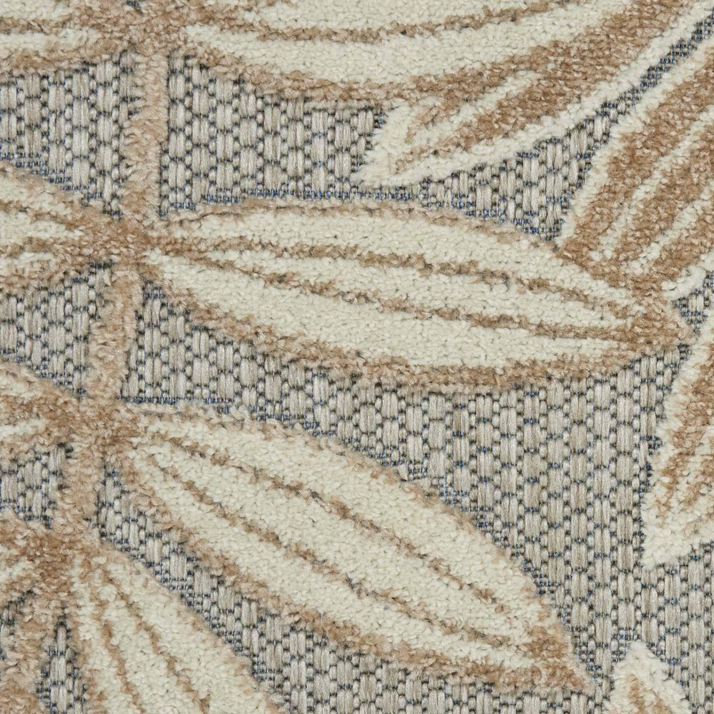 Nourison Aloha Floral Leaf Flatweave High-Low Indoor Outdoor Round Rug Natural 5'3" x 5'3"
