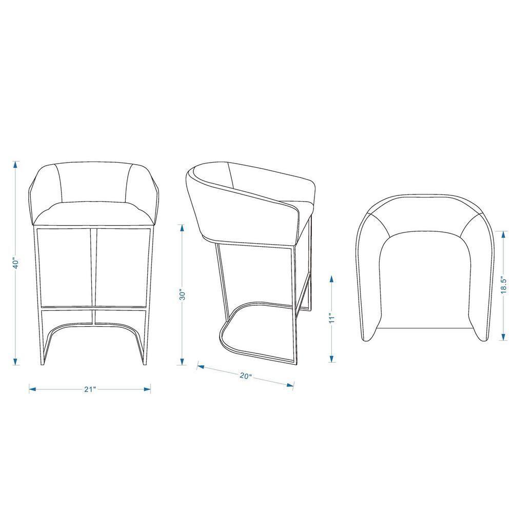 Manhattan Comfort Set of 2 Louvre Barstools Black/Titanium Gold