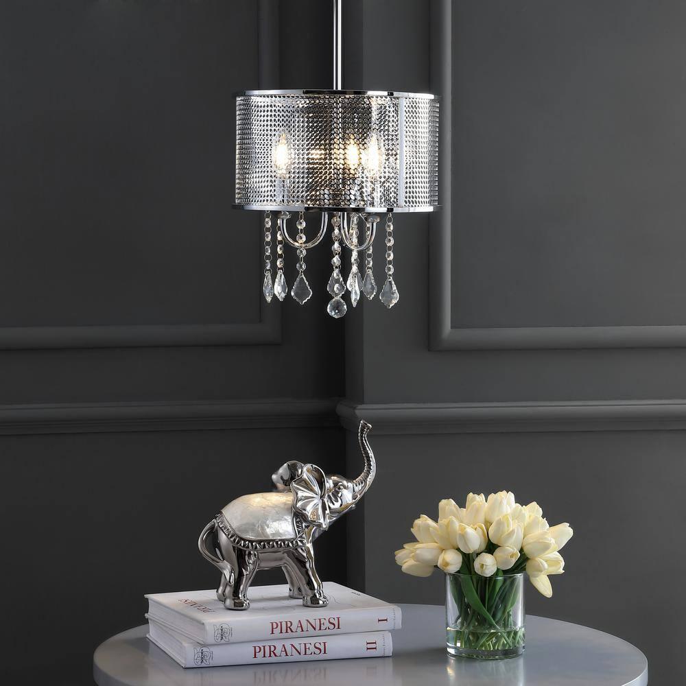 Avah 13" Chrome Polished Crystal Globe LED Pendant