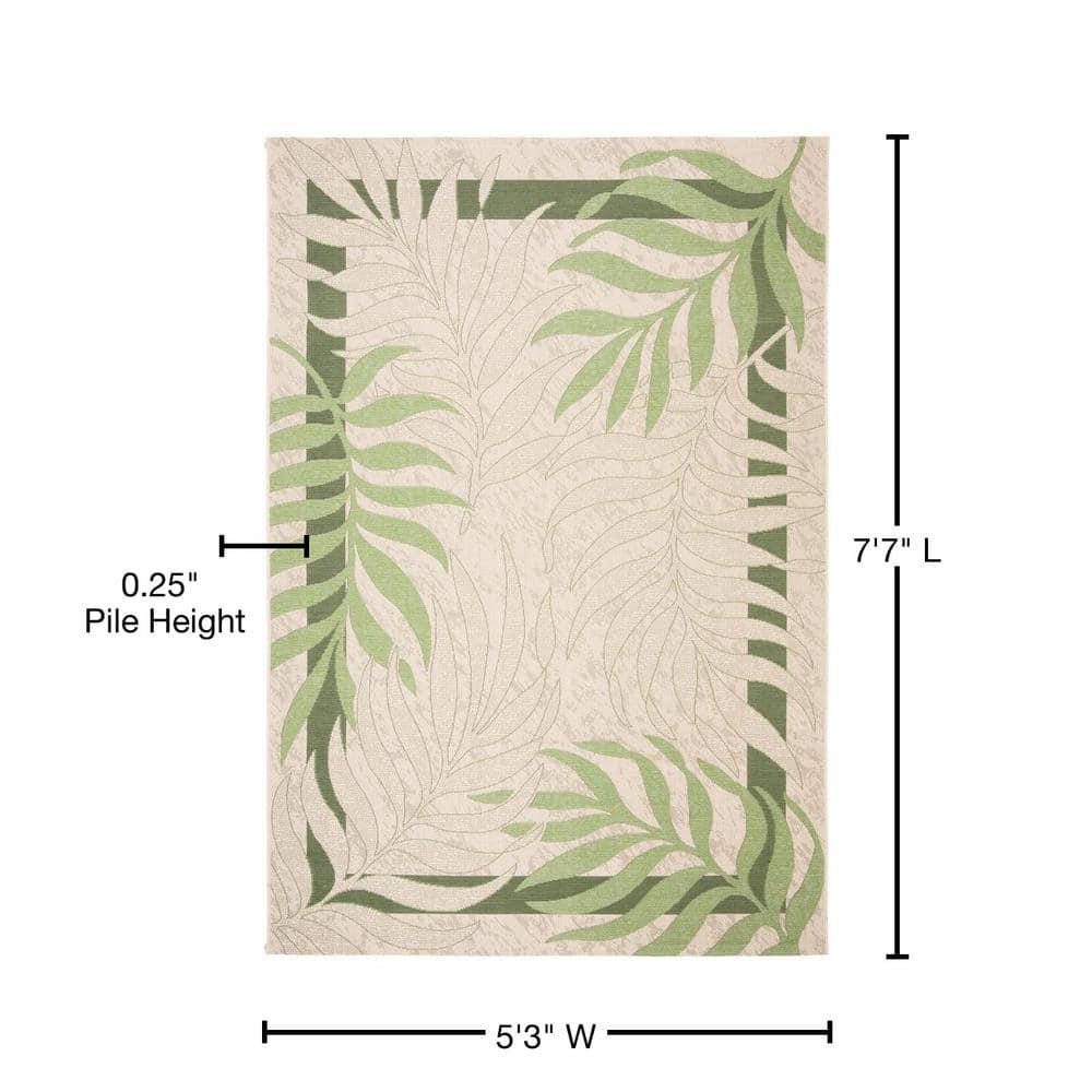Courtyard CY7836 Power Loomed Indoor/Outdoor Area Rug - Cream/Green - 5'3"x7'7" - Safavieh.