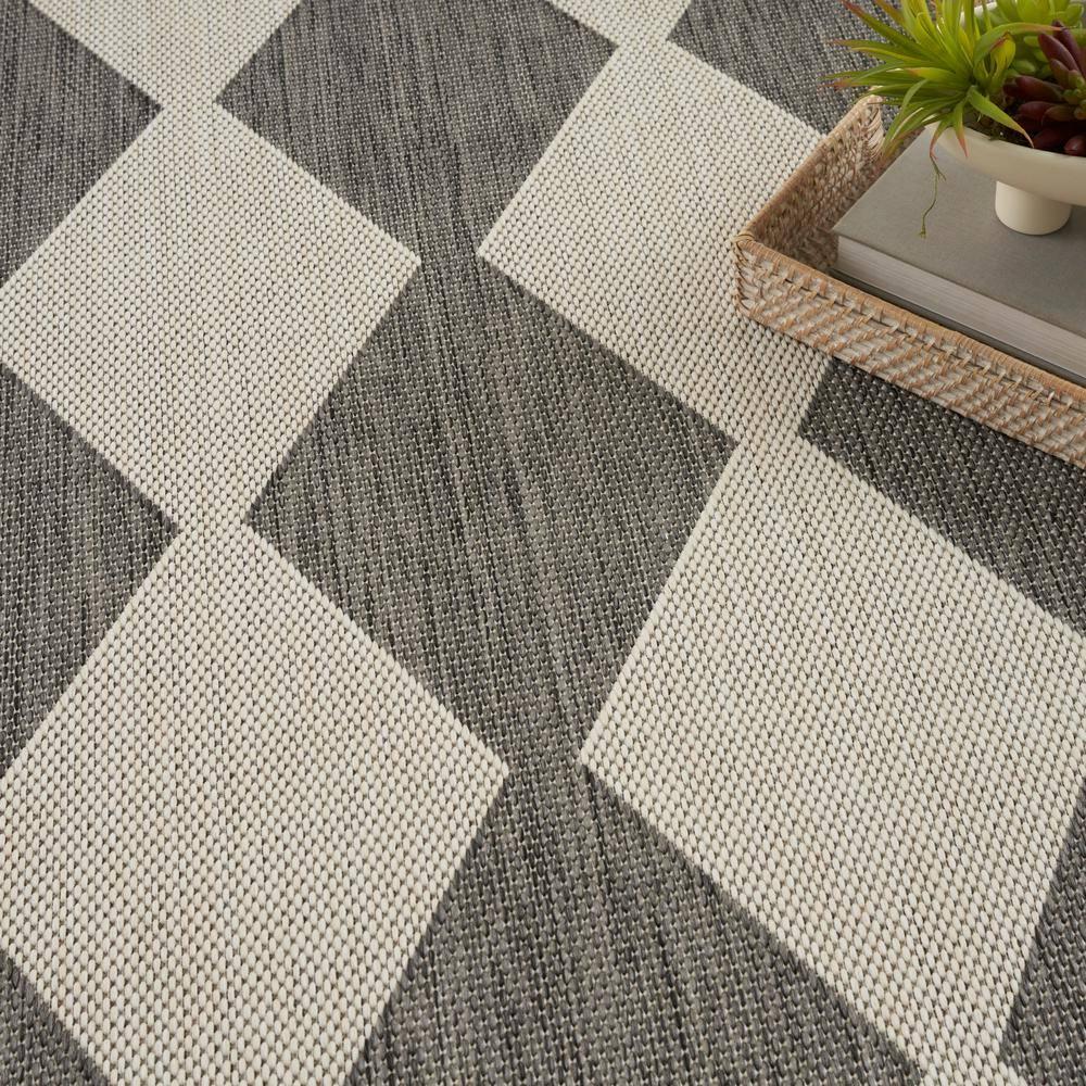 Nourison Positano 5' x 7' Charcoal Diamond Modern Flatweave Indoor/Outdoor Rug