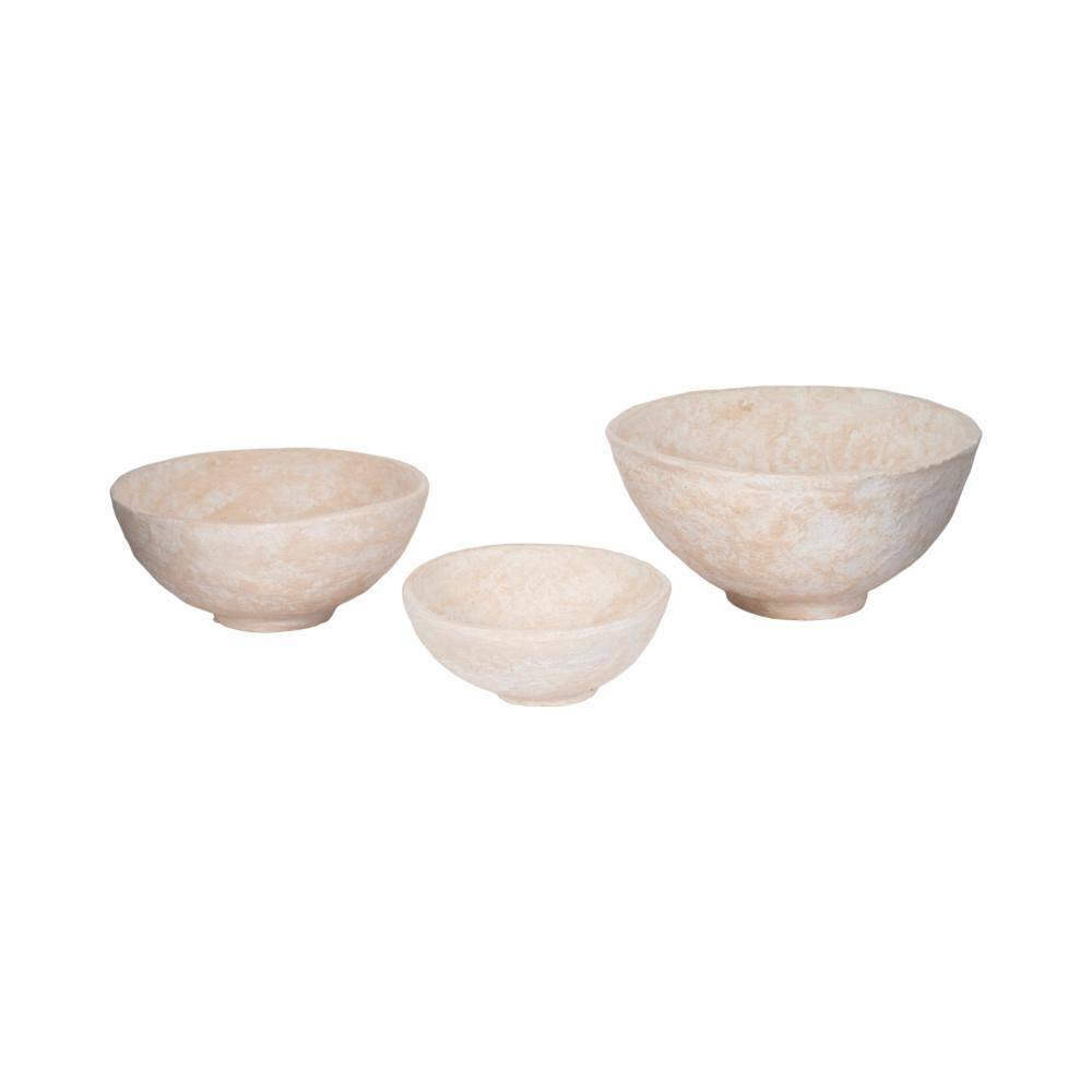 White Paper Mache Decorative Bowl (Set of 3)