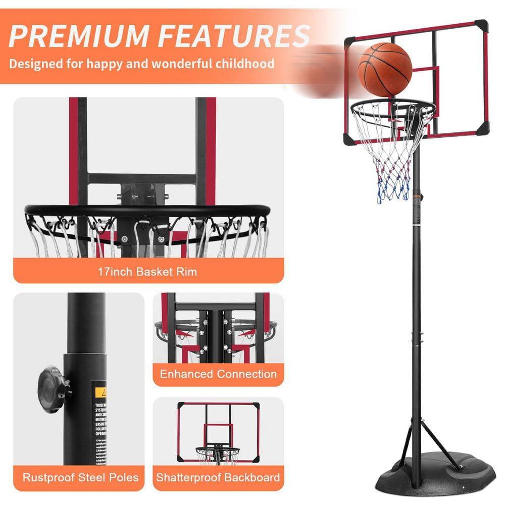 32'' Portable Basketball Hoop System, Upgraded SEGMART Indoor Outdoor Basketball Goal with 7.5ft-9.2ft Height Adjustable, Basketball Hoop Stand with 2 Wheels, Fillable Base for Youth Adults