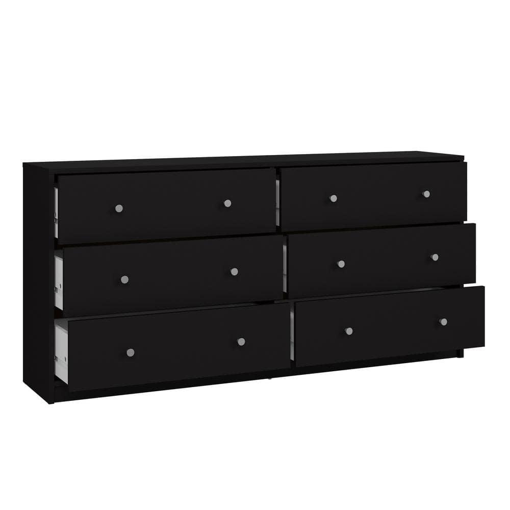 Tvilum Portland 6 Drawer Double Dresser, Black