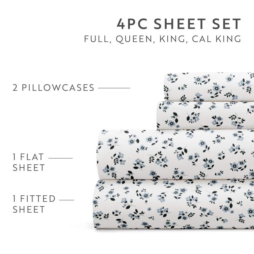 IEnjoy Home 4 Piece Sheet Set Patterned Microfiber Ultra Soft Bedding in Floral Dream