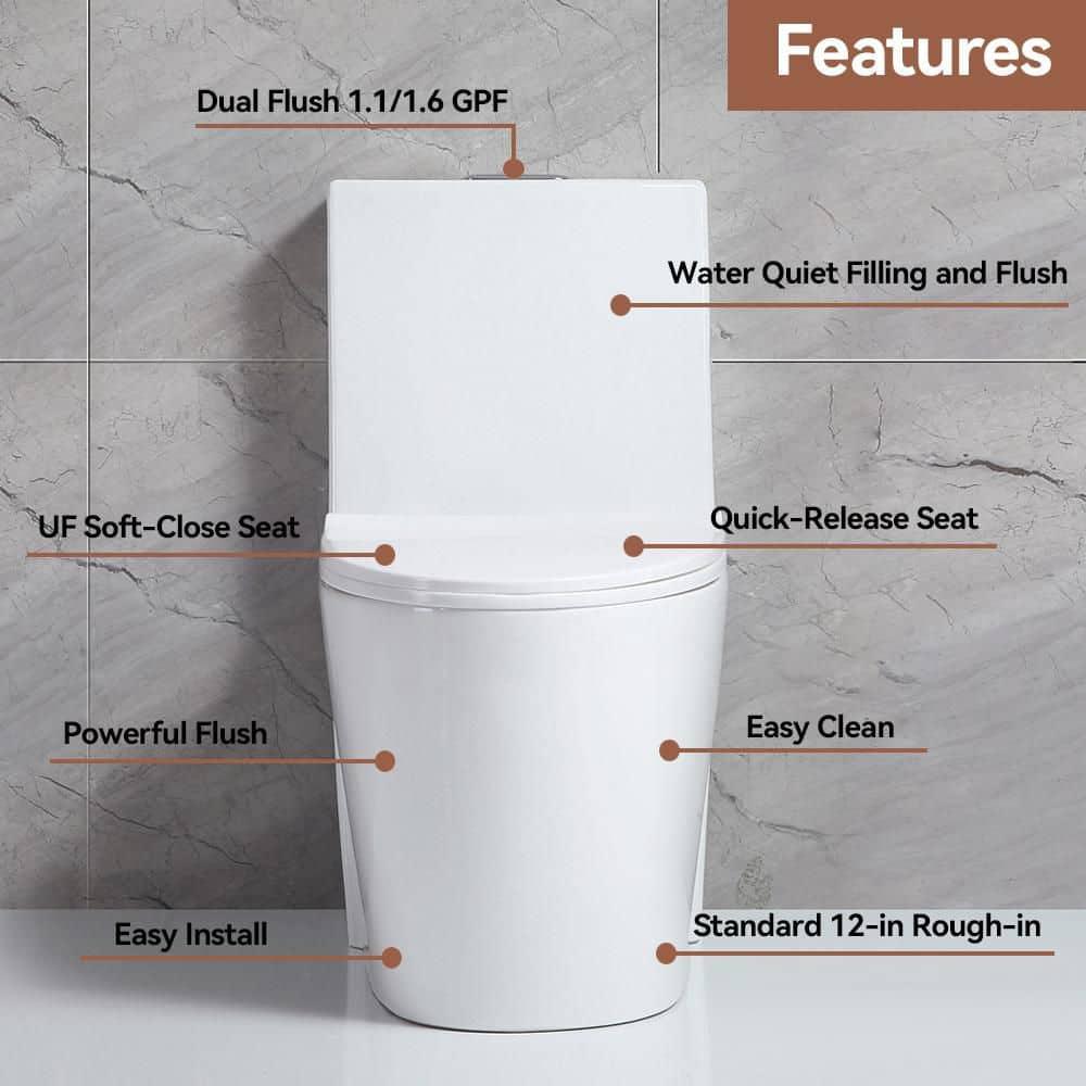 Small Compact One Piece Toilet Dual Flush