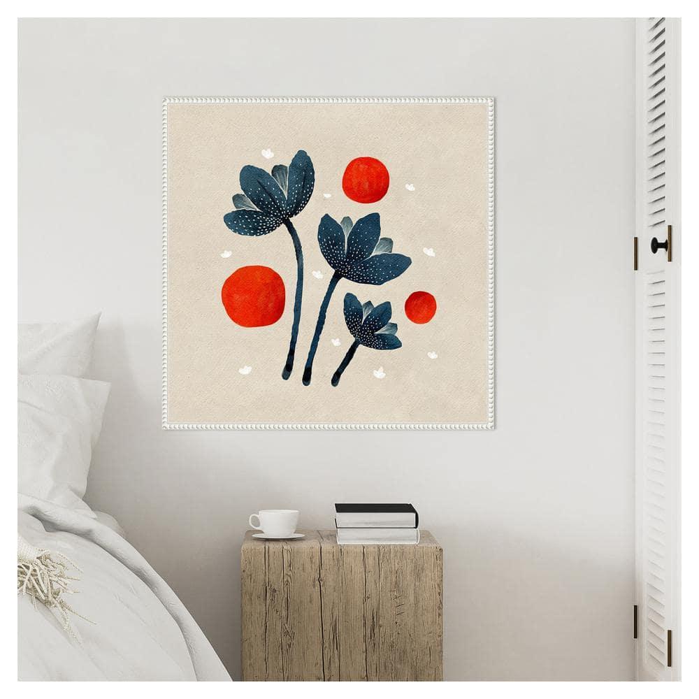 Amanti Art 30"x30" Blue Flowers II by Katie Oshea Framed Canvas Wall Art Print