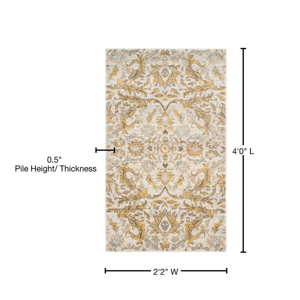 Evoke EVK238 Power Loomed Accent Rug - Ivory/Gold - 2'2"x4' - Safavieh.