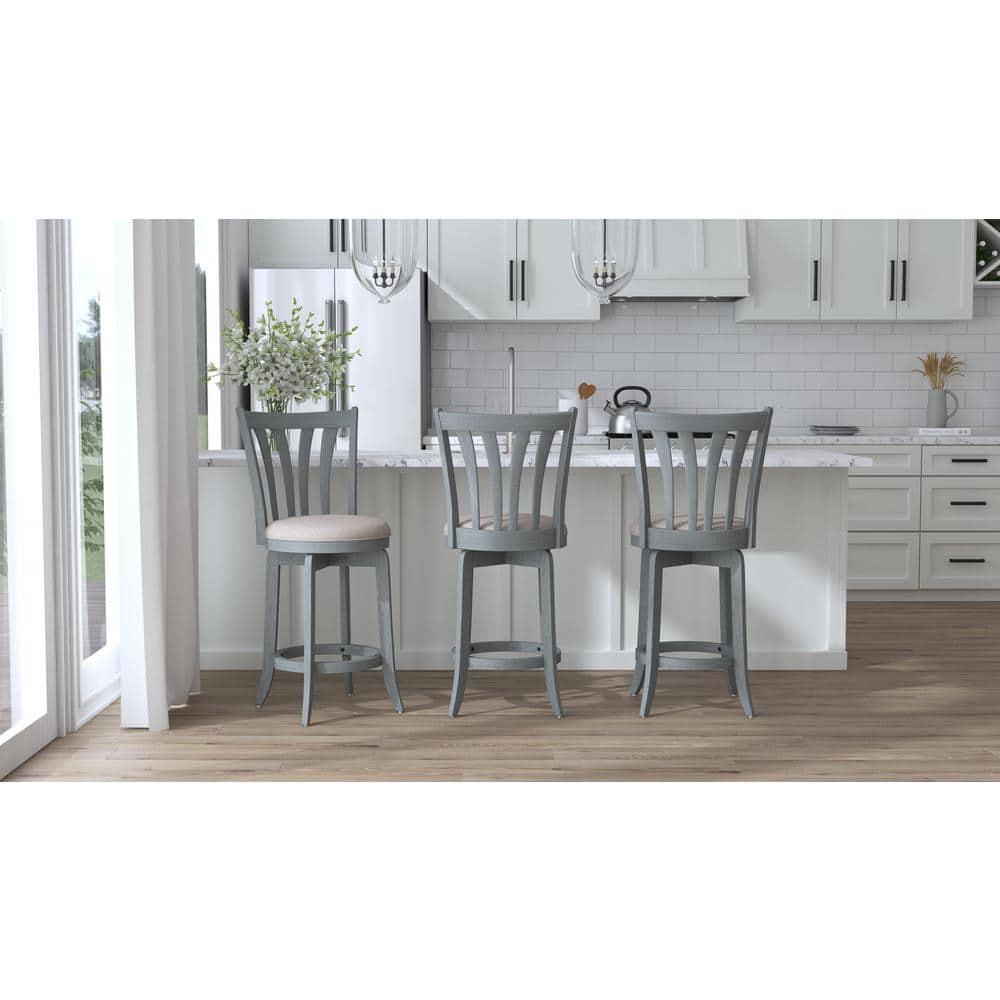 Hillsdale Furniture 25.75" Savana Swivel Counter Height Barstool Blue (Wirebrush)/Cream : Upholstered, Wood Legs, 250lb Capacity