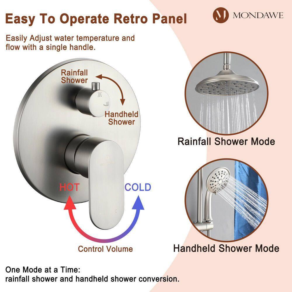 Calliope Wall Mounted 2-Function Retro Pressure-Balanced Shower System with 3 Setting Handheld