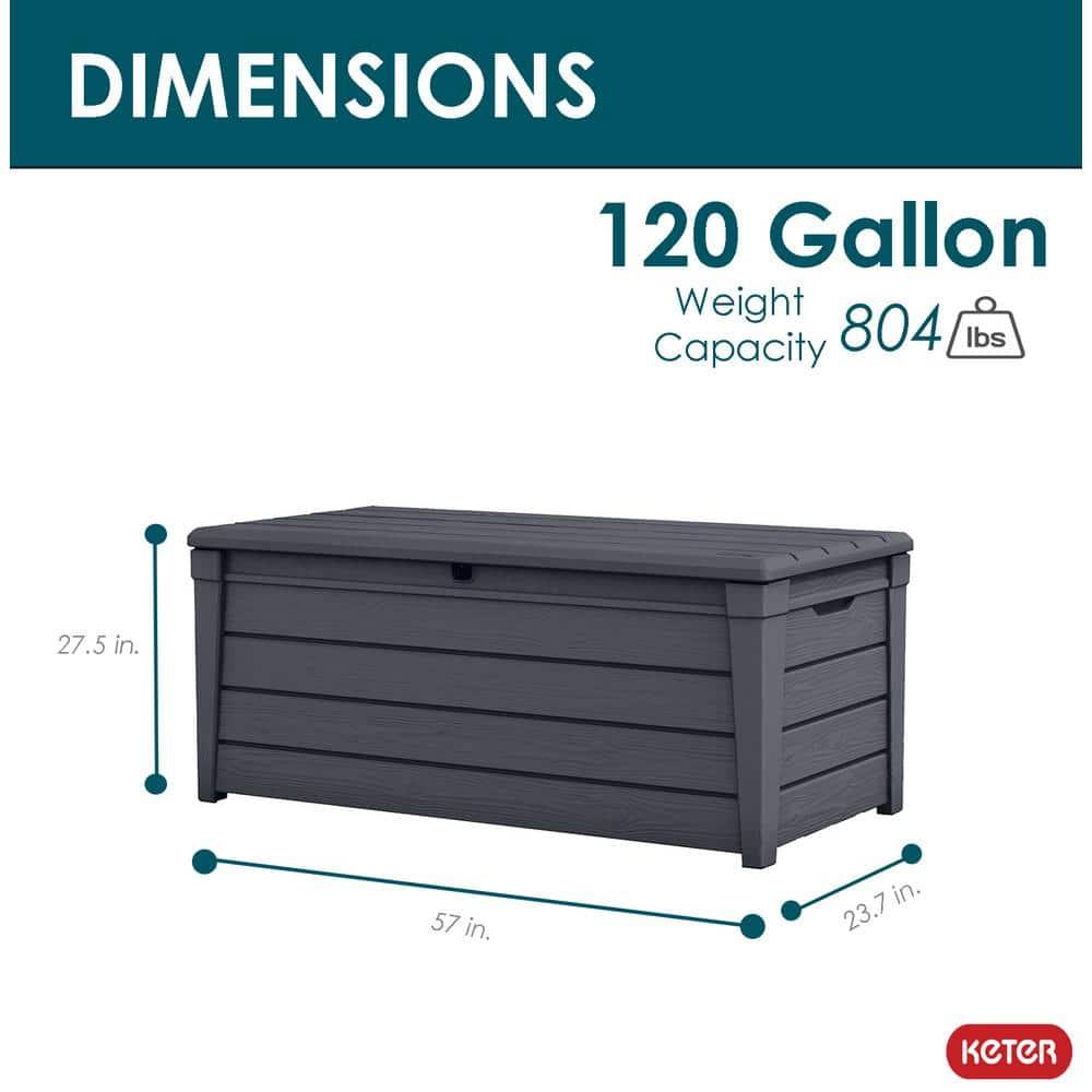 Keter Keter Brightwood 120 Gallon Large Durable Outdoor Storage and Weather Resistant Resin Deck Box