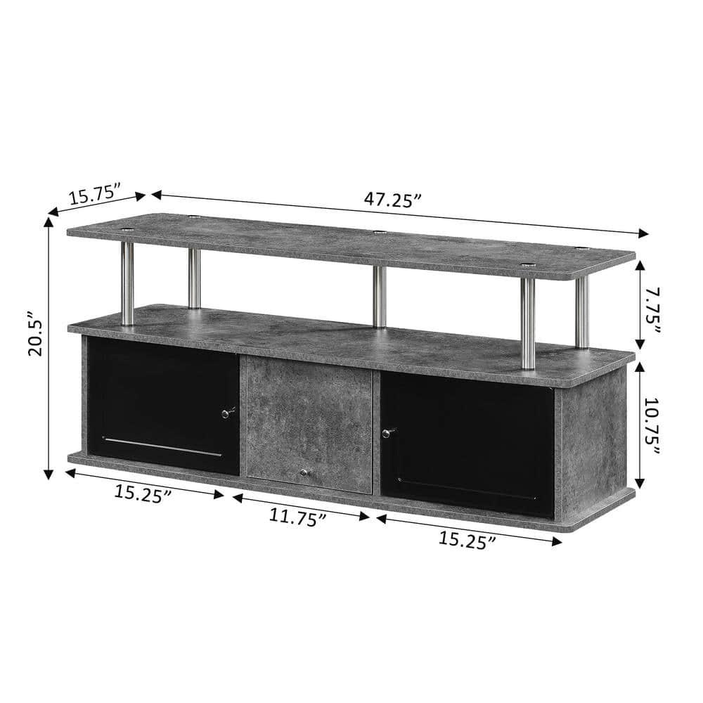 Designs2Go TV Stand with 3 Storage Cabinets and Shelf for TVs up to 55 inches, Cement