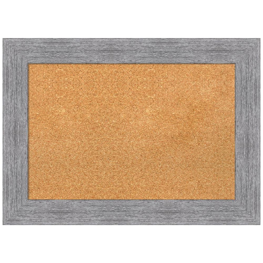 Amanti Art Natural Cork Board Framed Bark Rustic Grey Bulletin Board 29 in. x 21 in.