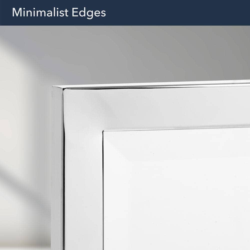 Head West Brushed Chrome Framed Bathroom Mirror - Beveled Edge Rectangle Vanity Mirror - Modern Living Room Accent and Home Decor with Vertical and Horizontal Mount - 24" x 30"