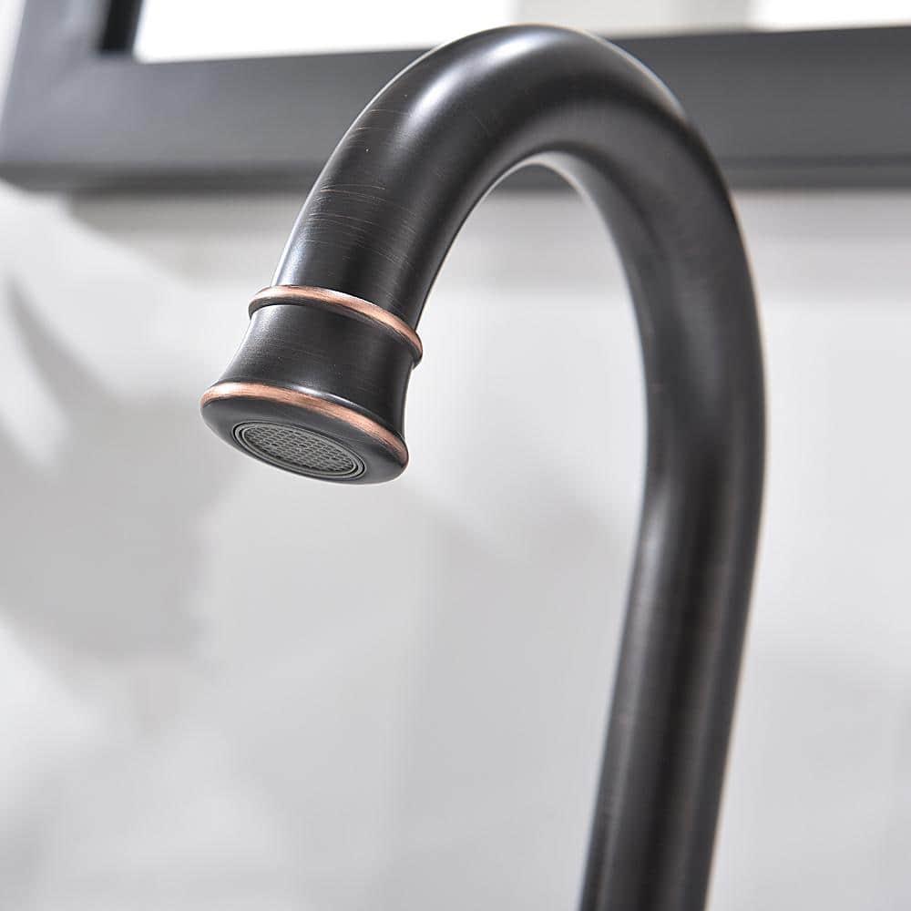 8 in. 2-Handle 3-Hole Widespread Bathroom Faucets with Valve and Metal Pop-Up Drain in Oil Rubbed Bronze