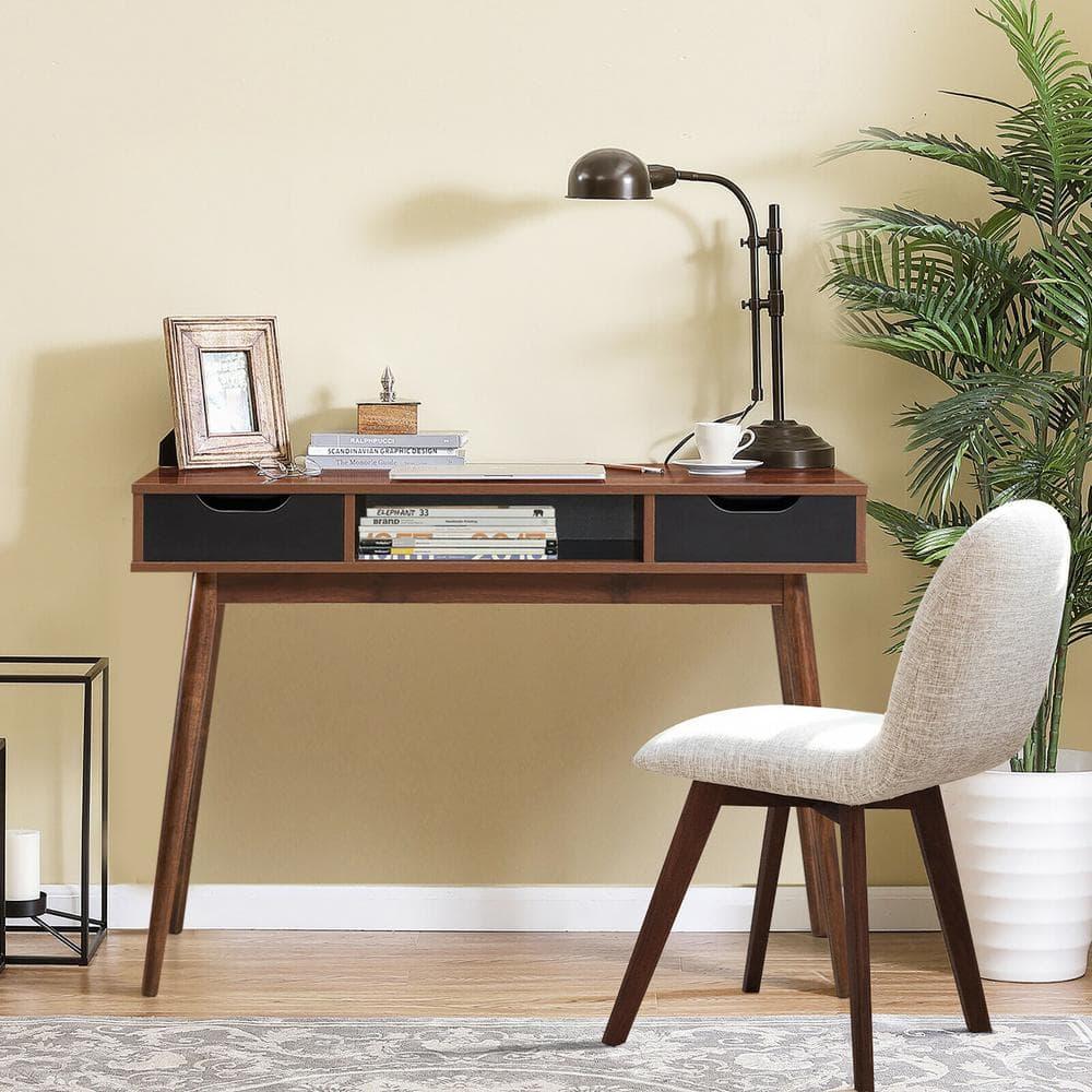Costway Computer Desk Writing Table w/ Drawers Laptop PC Workstation Home Walnut