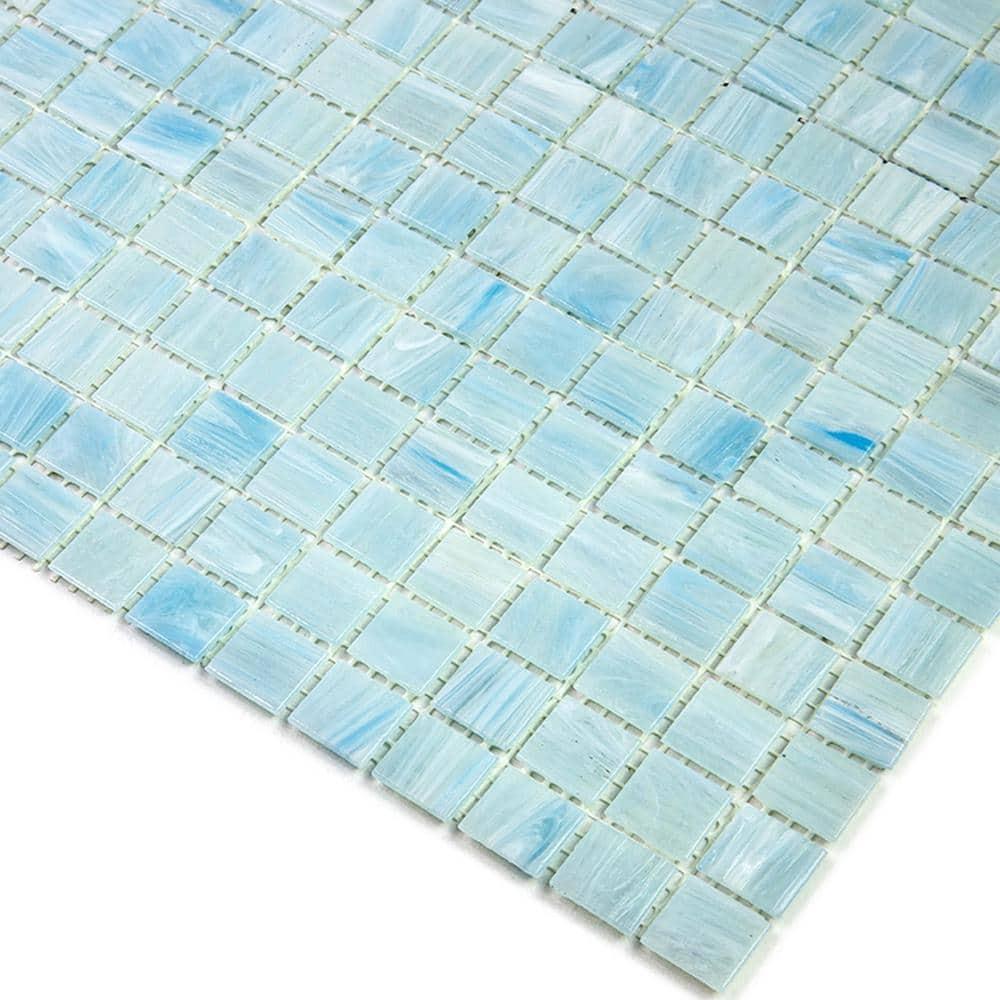 Apollo Tile Celestial 12 in. x 12 in. Glossy Yale Blue Glass Mosaic Wall and Floor Tile (10 sq. ft./case) (10-pack)
