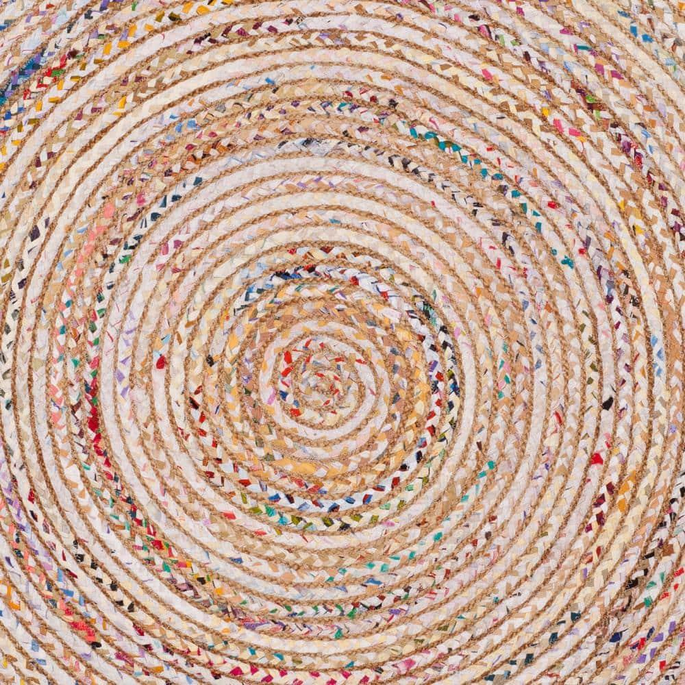 Cape Cod CAP202 Woven Indoor Area Rug - Beige/Multi - 4'x4' Round - Safavieh