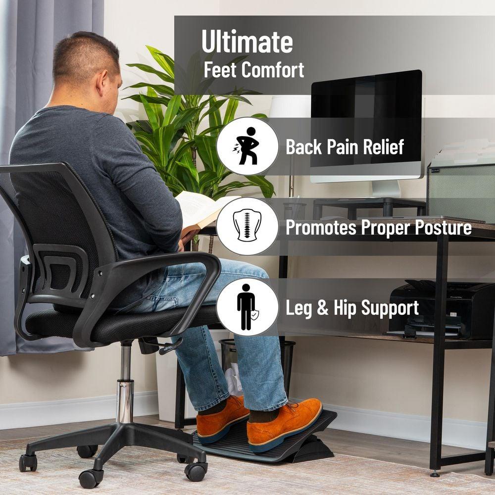 Mind Reader Foot Rest, Under Desk at Work, Ergonomic, Height Adjustable, Office, Plastic, 17.5"L x 13.5"W x 3.5"H