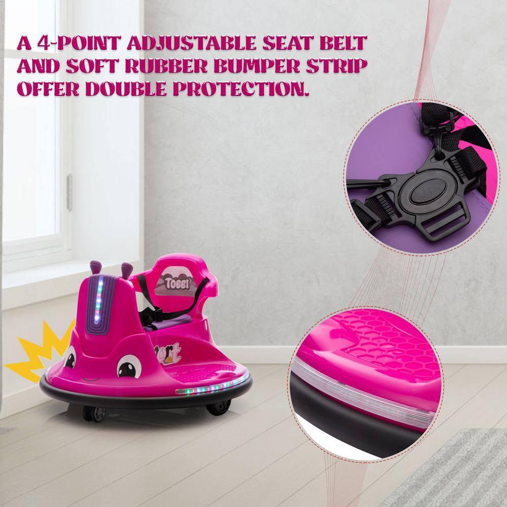 iRerts Ride on Toys for Toddlers, 12V Bumper Car for Kids Ages 2-5 Gifts, Ride on Cars with Remote Control, Bluetooth, MP3 Music, Light Belt, Rose Red