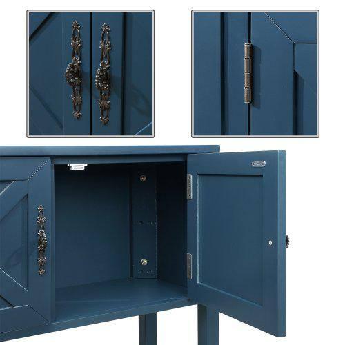 35 in. Blue Farmhouse Wood Buffet Sideboard with Bottom Shelf and 2-Door Cabinet