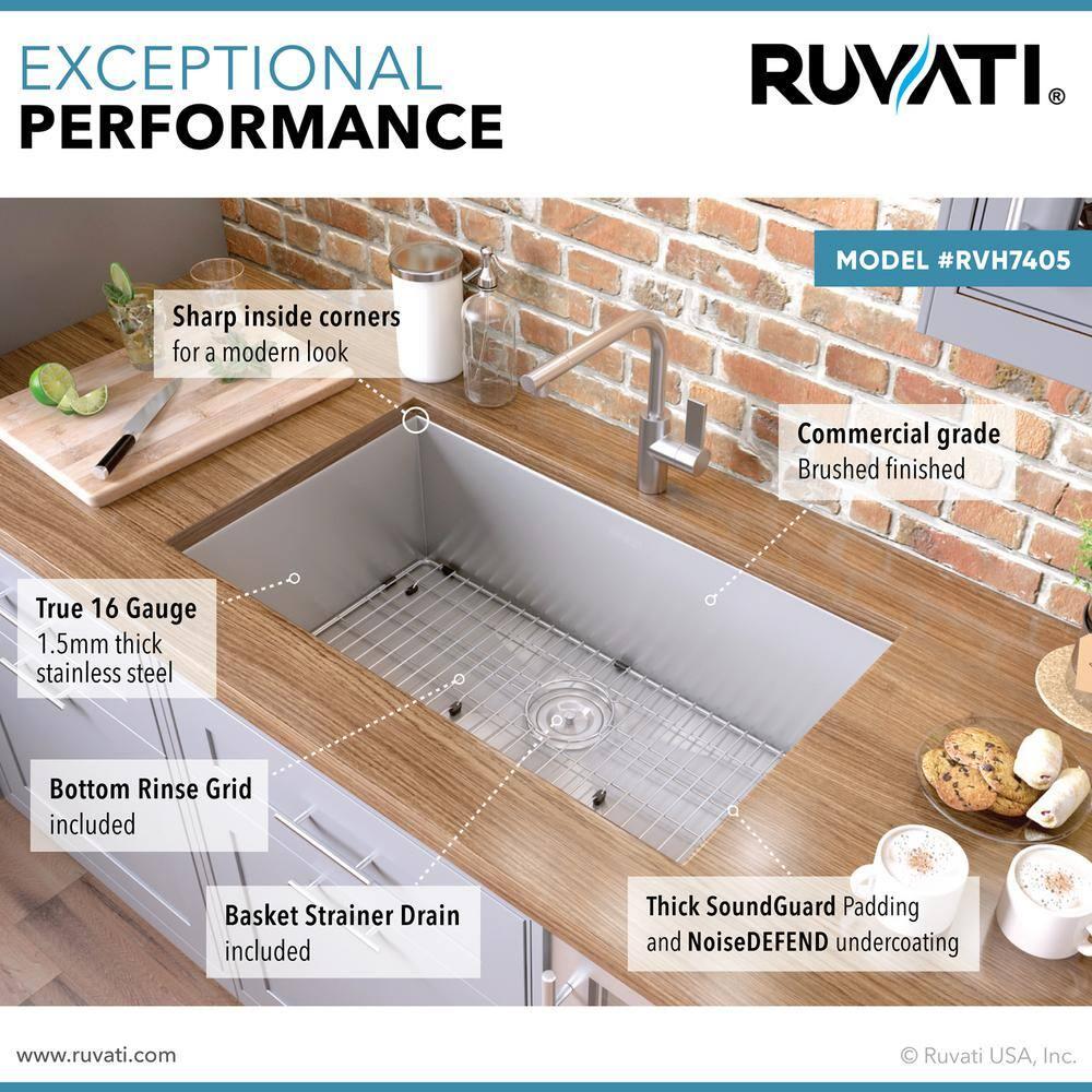 Nesta 32'' L Undermount Single Bowl Stainless Steel Kitchen Sink