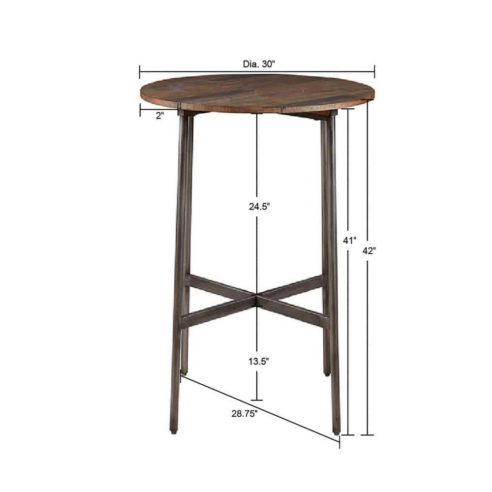 Renu Bar Table Dark Brown: Ink+Ivy 42" High, Round Pub Table, Criss Cross Base, Wood & Metal Frame