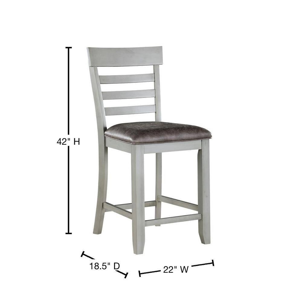 Set of 2 26" Hyland Counter Height Barstools Gray - Steve Silver Co.: Upholstered, Rubberwood Legs
