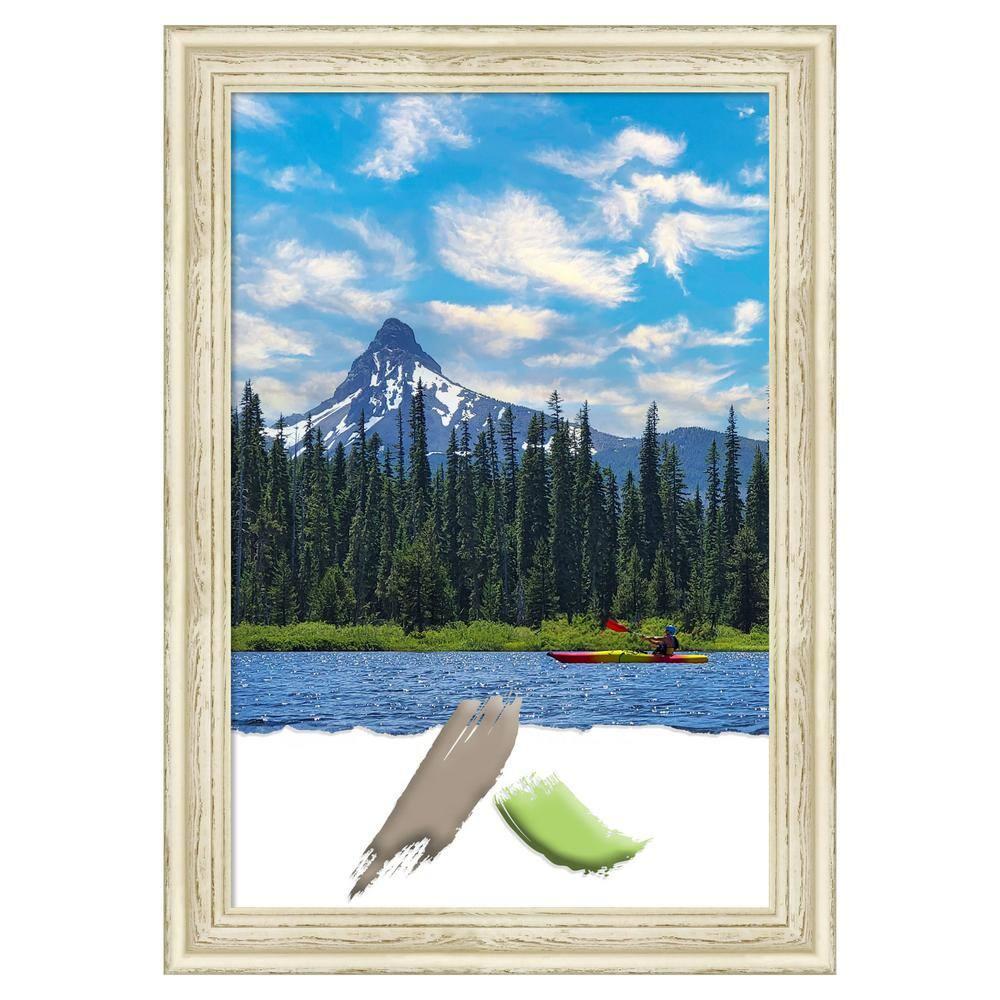 Amanti Art Country White Wash Wood Picture Frame Opening Size 20x30 in.