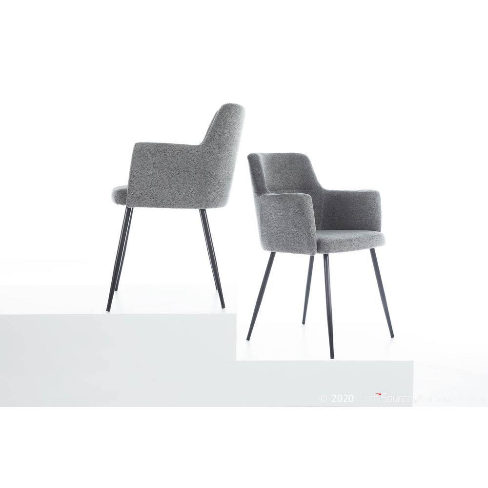 Set of 2 Andrew Contemporary Dining Accent Chairs Gray - LumiSource: Upholstered, Metal Legs, Padded Armrests