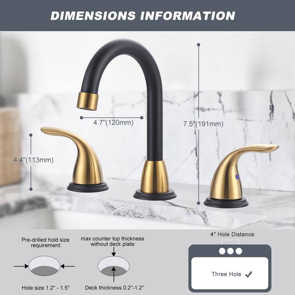 8 Inch Widespread Double Handle Bathroom Faucet With Pop-Up Drain Kit