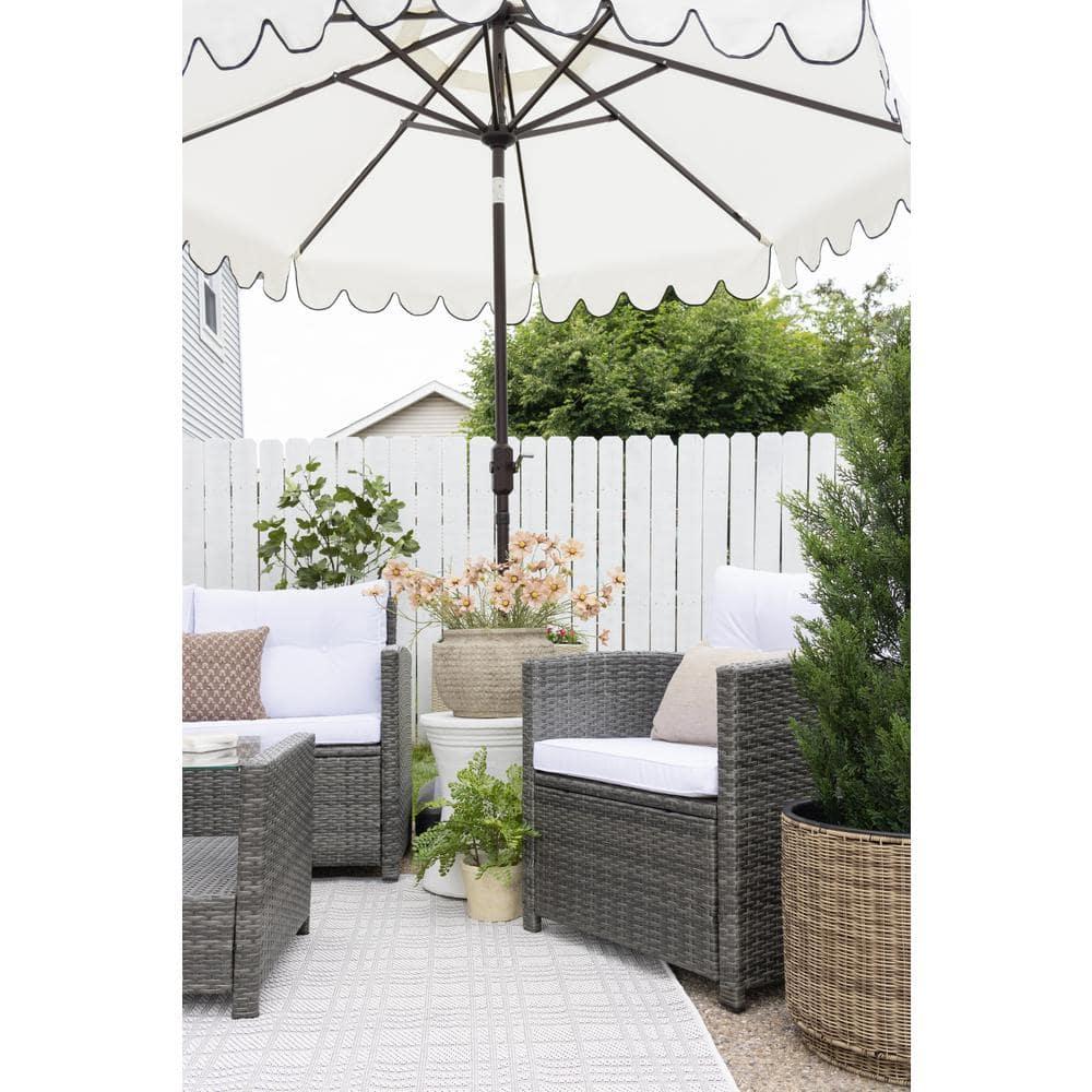 Bermuda BMU802 Power Loomed Indoor/Outdoor Machine Washable Area Rug - Ivory/Light Grey - 5'3"x5'3" - Safavieh