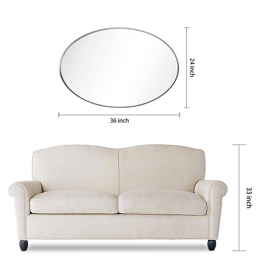 Empire Art Direct Ultra Stainless Steel Oval Wall Mirror- 24"x36" Brushed Silver Silver