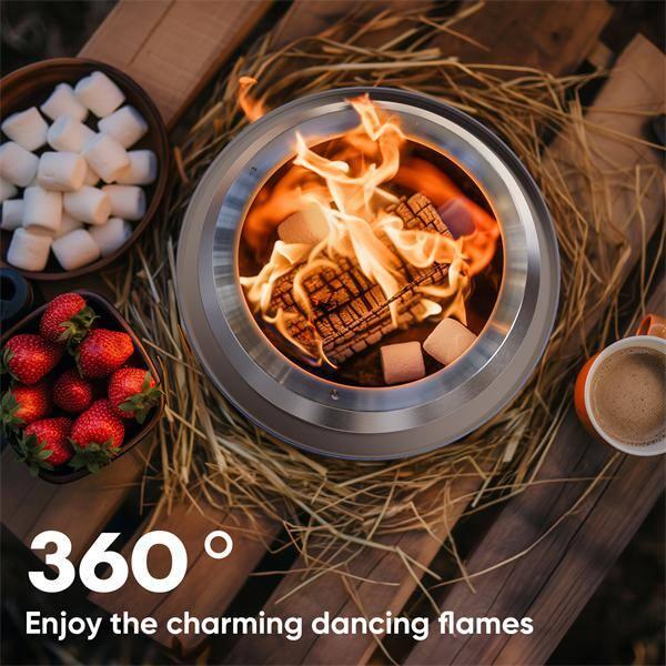 Compact Blue Stainless Steel Tabletop Fire Pit