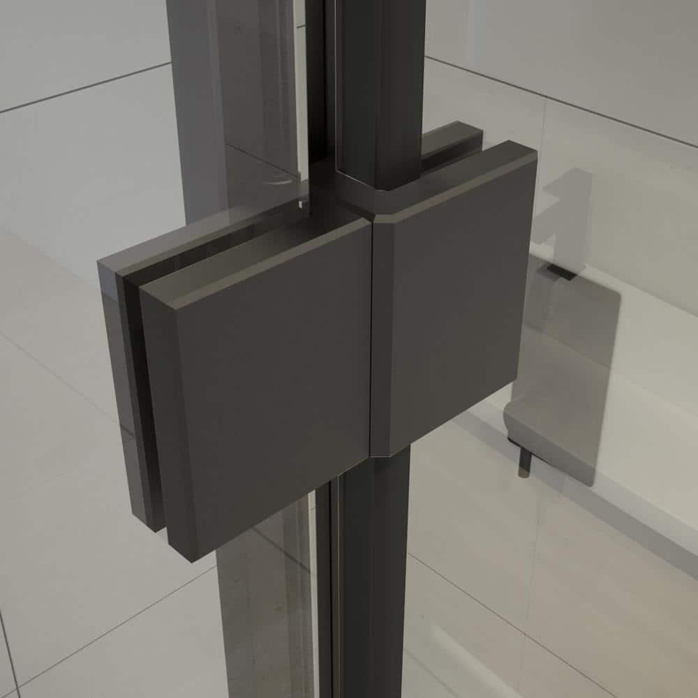 A&E Bath and Shower 60'' W 77.5'' H Framed Shower Enclosure Halim-60-BLK