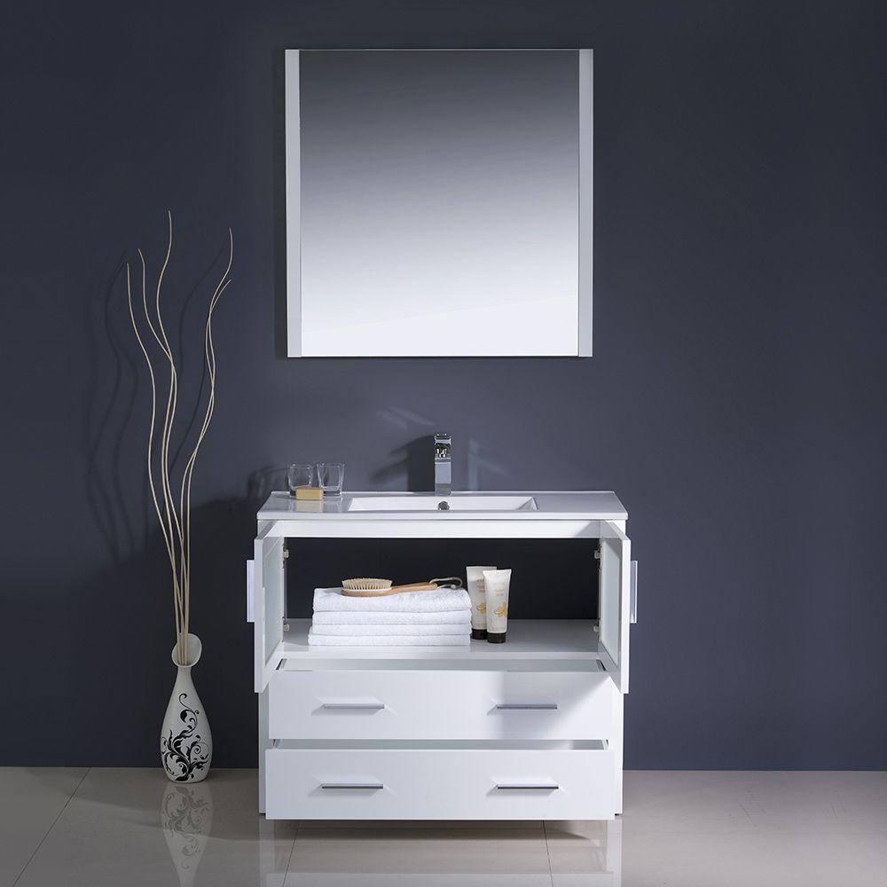 Torino 36'' Single Bathroom Vanity with Ceramic Top with Mirror