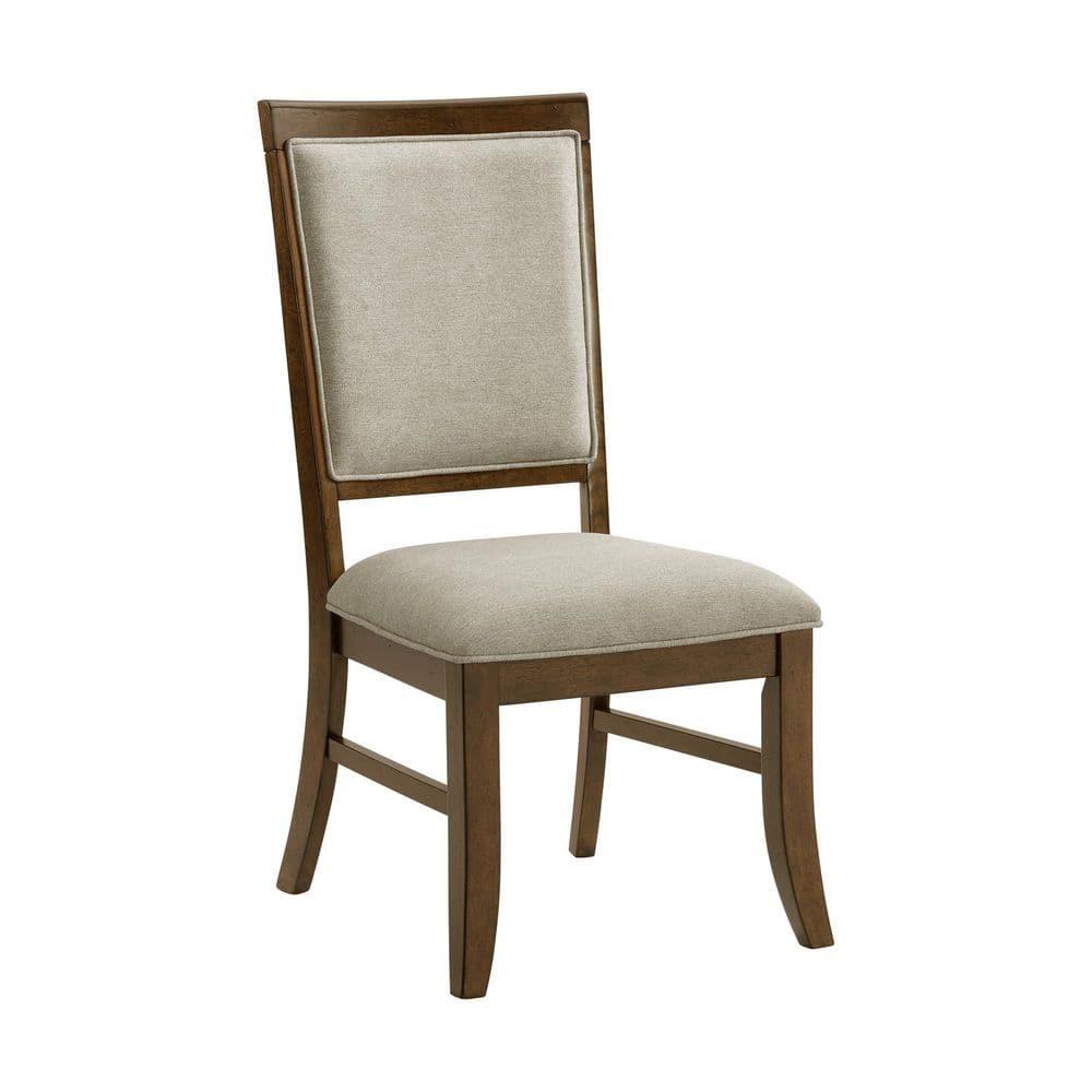 Picket House Furnishings Stark Dining Side Chair with Grey Fabric in Cherry (2 Per Carton) (Set of 2)