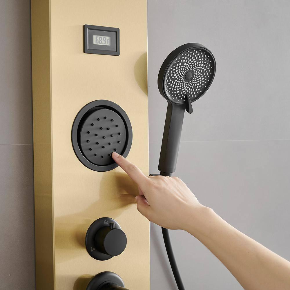 BWE 2-Spray Rain Shower Tower Shower Panel System with Rainfall Shower Head and Shower Rod
