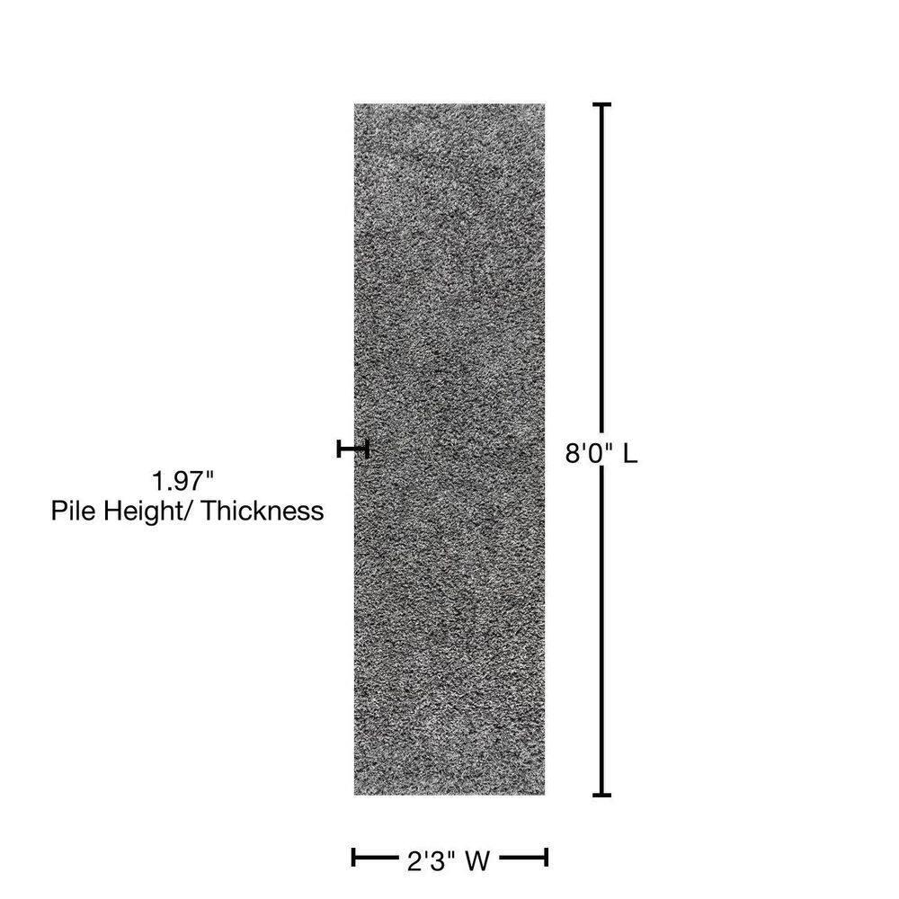 2'x8' Mercer Shag Plush Area Rug, Charcoal - JONATHAN Y
