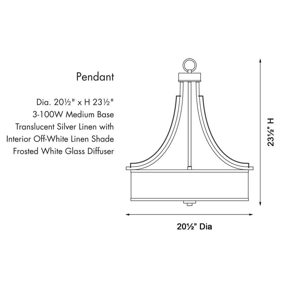 4104-172-Minka Lavery-Parsons Studio - Pendant 3 Light Translucent Sliver Linen in Transitional Style - 23.5 inches tall by 20.5 inches wide-Smoked
