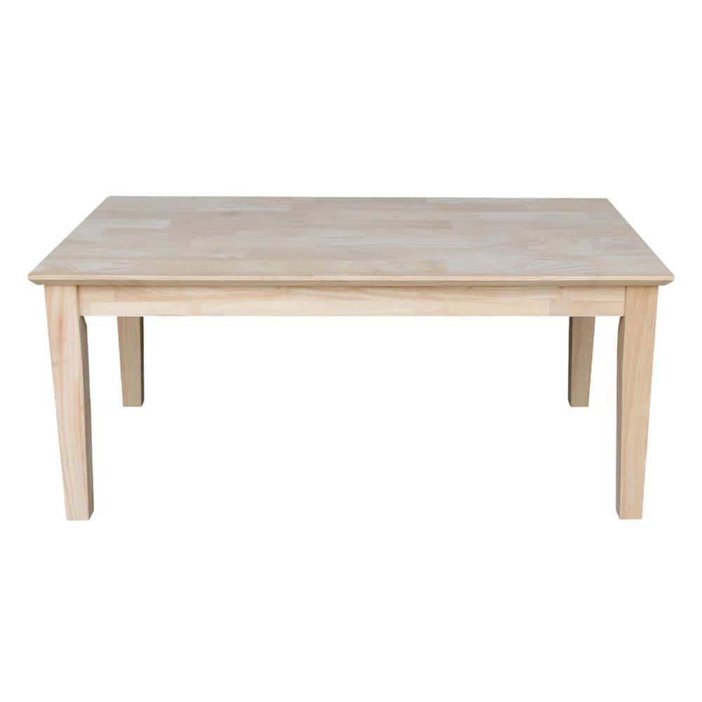 International Concepts Whitewood Tall Shaker Unfinished Coffee Table