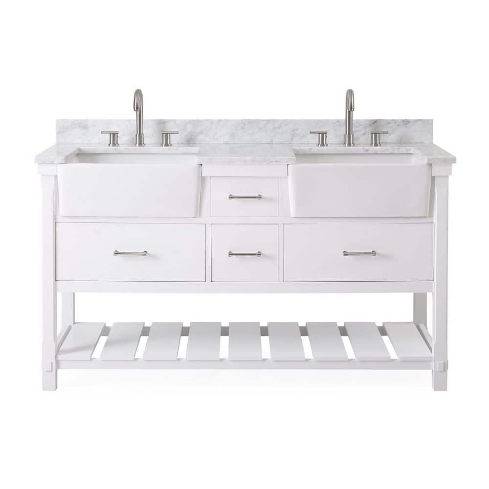 60-Inches Kendia Double Farmhouse Sink Bathroom Vanity