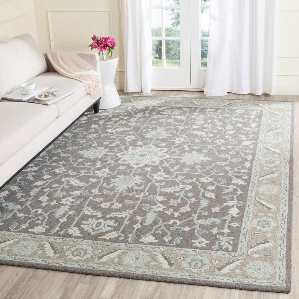 Blossom BLM217 Hand Tufted Area Rug - Dark Grey/Light Brown - 8'x10' - Safavieh.