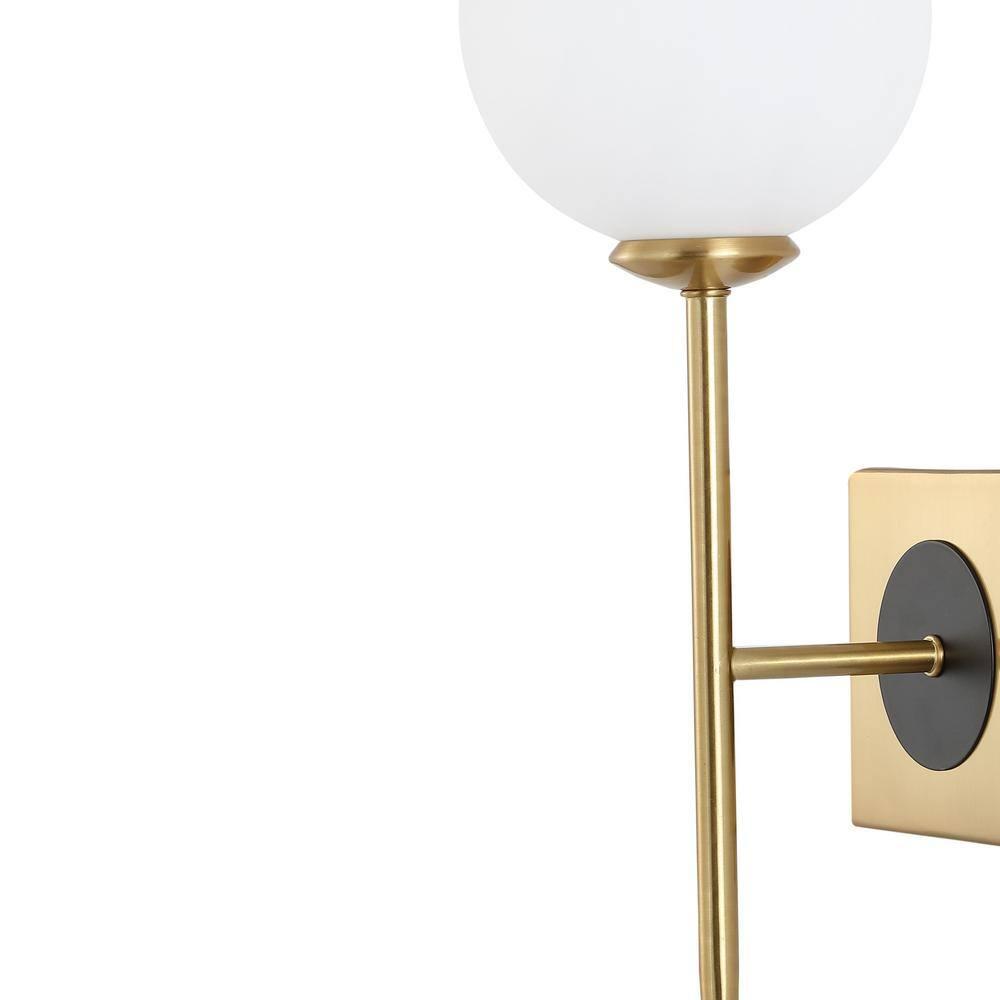 Sylvie 6" 1-Light Coastal French Country Iron LED Sconce, Brass Gold/White