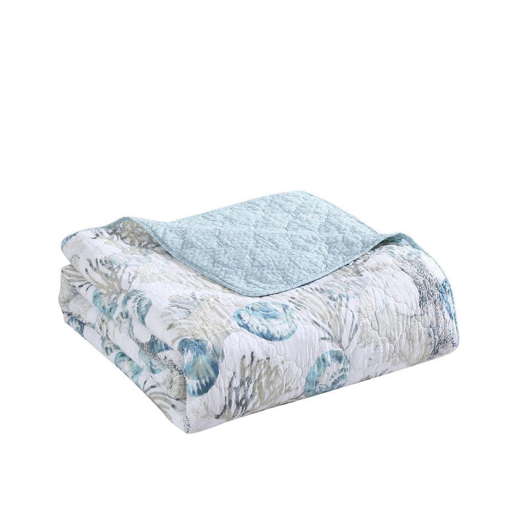 Tommy Bahama Freeport Blue Cotton Reversible Quilt Set