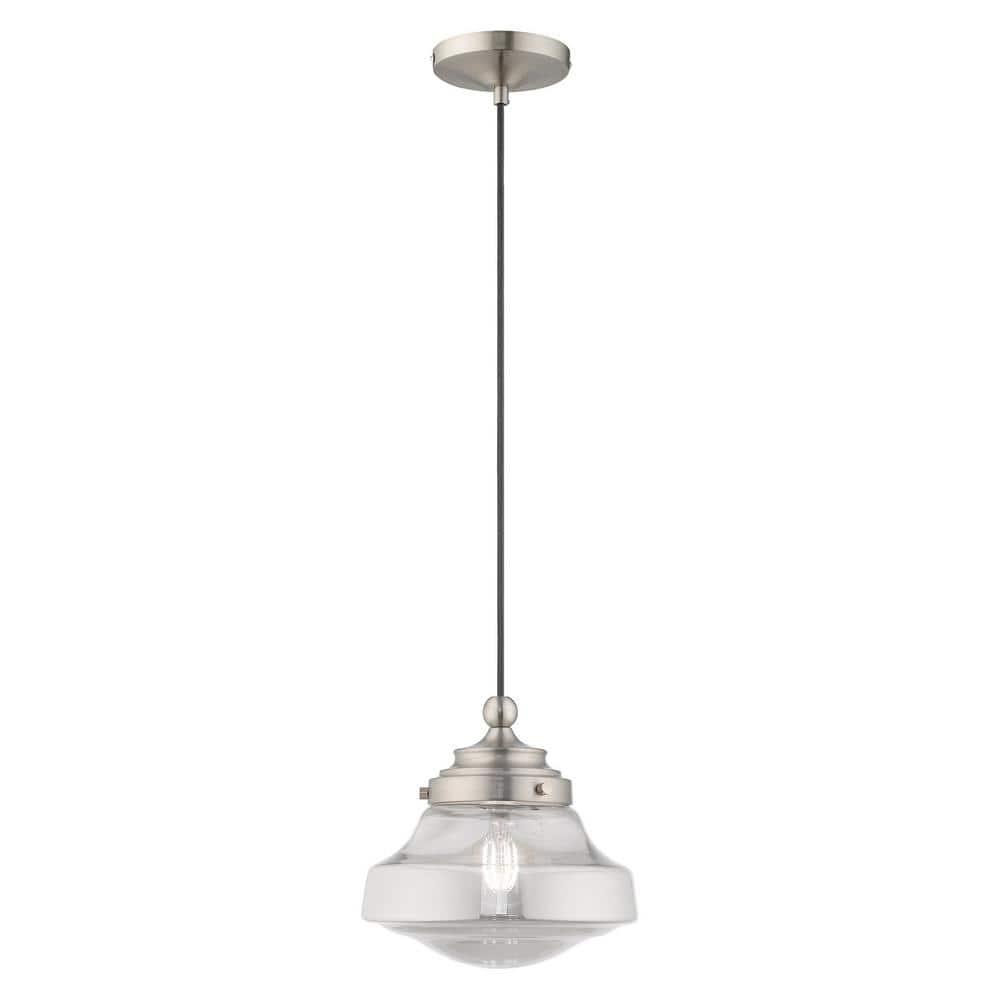Livex Lighting Art Glass 1 - Light Pendant in  Brushed Nickel