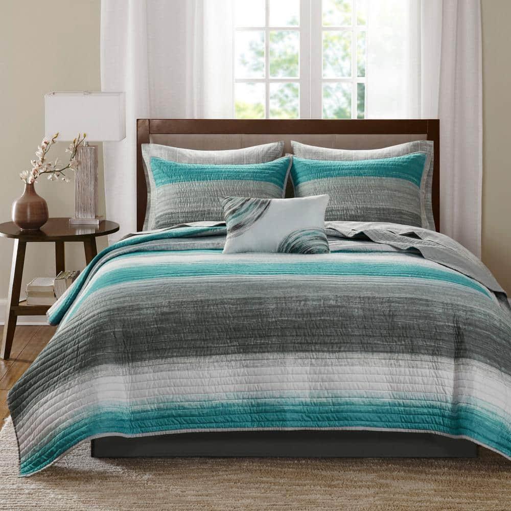 Madison Park Essentials Saben Microfiber Quilt Set with Cotton Bed Sheets