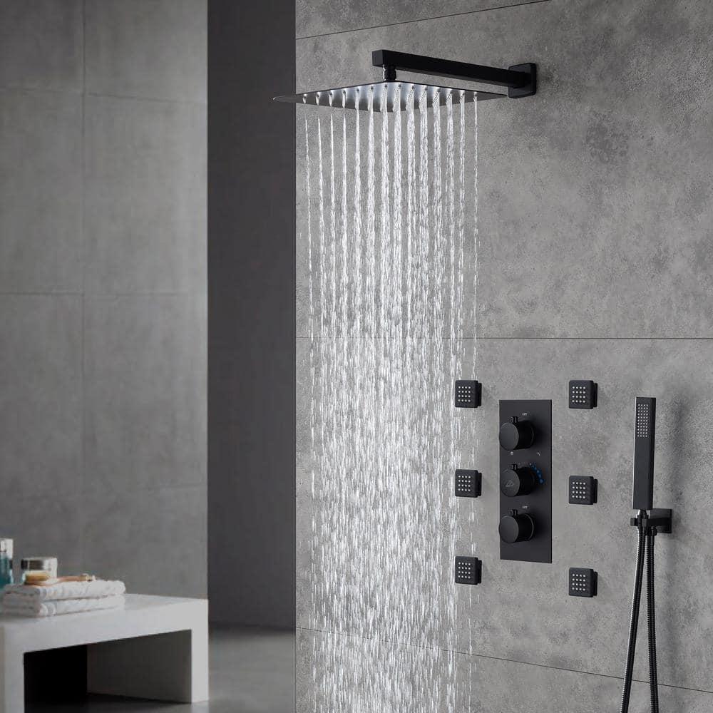 Revitalize 12 Inch Luxury Thermostatic Complete Shower System with Rough-in Valve