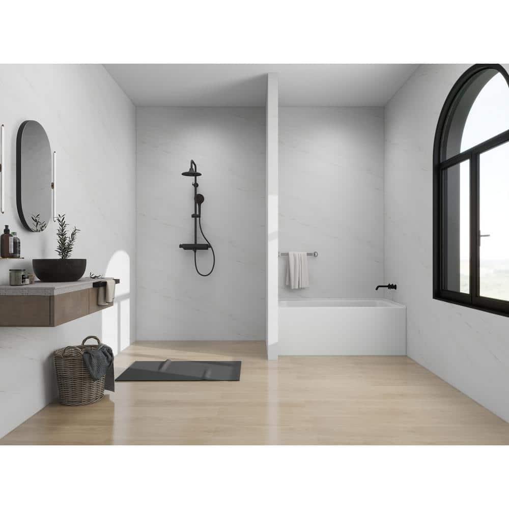 Vanity Art Acrylic Alcove Bathtub with 3 Side Tiling Flange, 54 x 32 inches Slip Resistant Surface 121-Degree Backrest Shower Tub, Reinforced Fiberglass Right Drain Soaking Tub