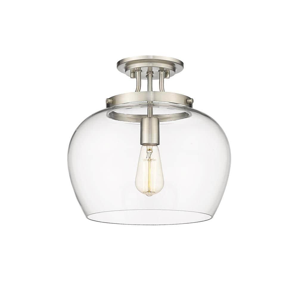 Joliet 13" Brushed Nickel Semi-Flush Mount with Bordeaux Glass Shade